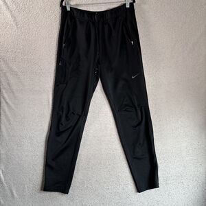 Nike Running Pants Women’s Size 32" Waist Black Stretch Leggings Logo‎ Ankle Zip